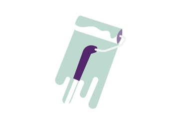 Illustration av tre spänner med lila, röd och mintgrön färg i.